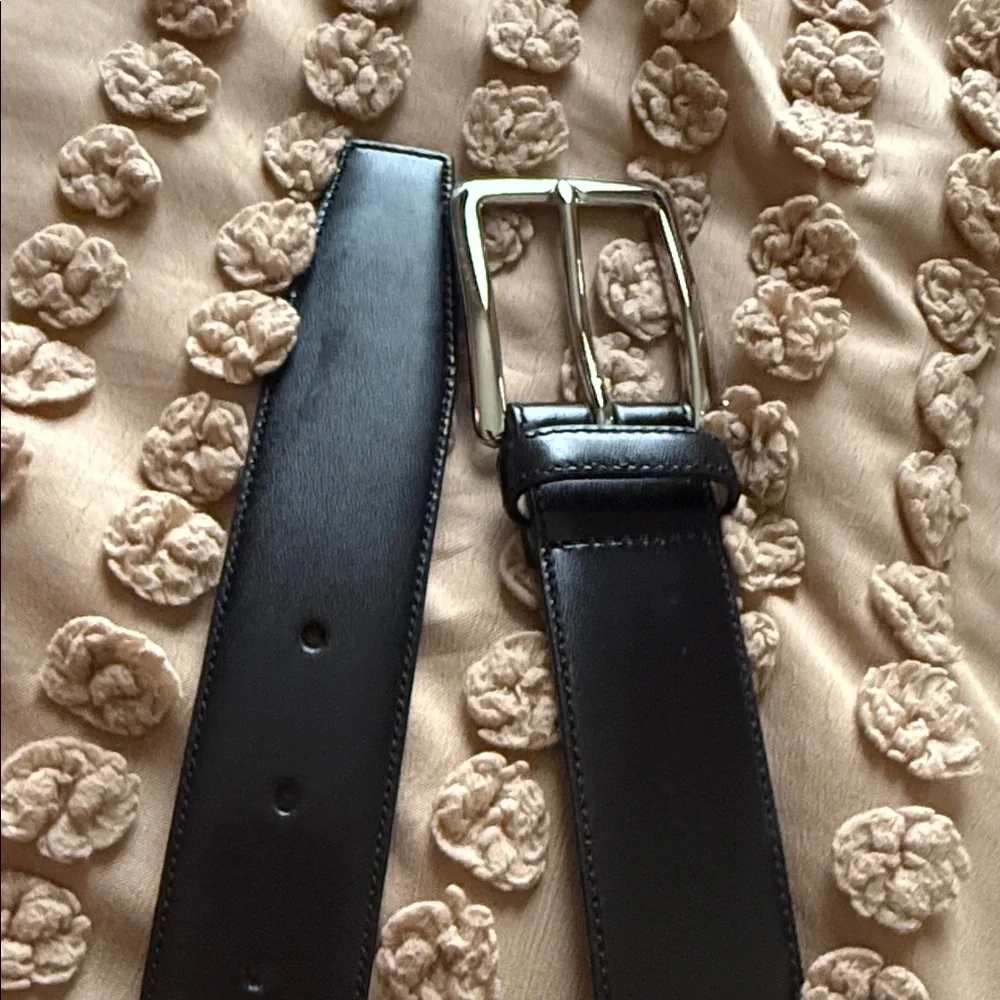 Coach Black Leather Belt with Silver Buckle